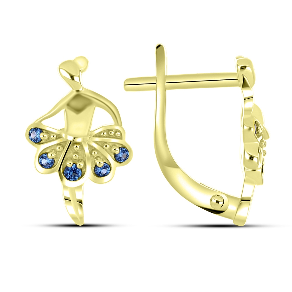 Cercei p-u copii din aur galben cu pietre Nanotopaz