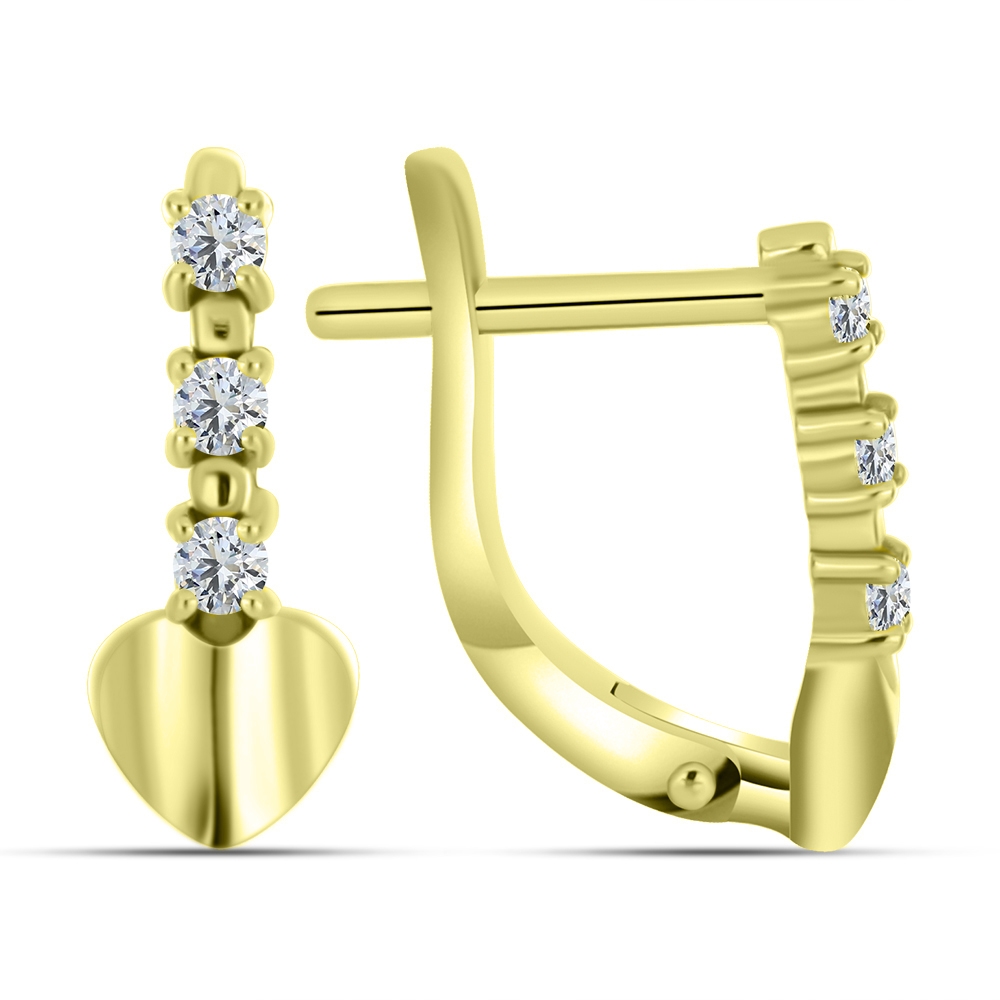 Cercei p-u copii din aur galben cu pietre Cubic Zirconia Incolor