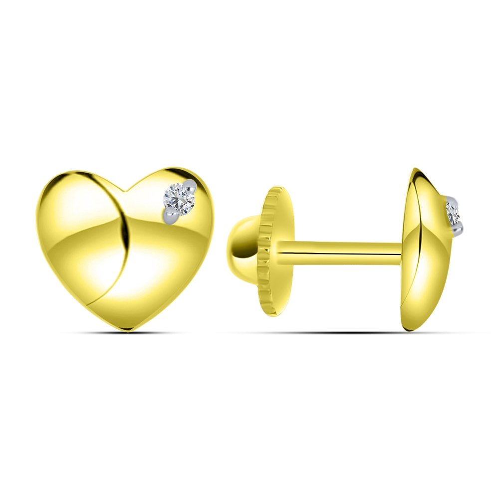 Cercei p-u copii din aur galben cu pietre Cubic Zirconia Incolor