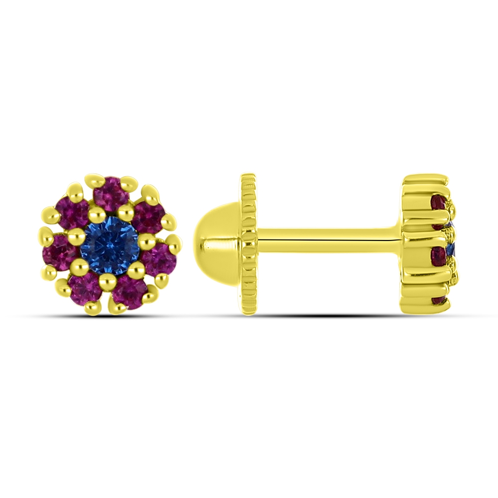 Cercei p-u copii din aur galben cu pietre Nanotopaz,