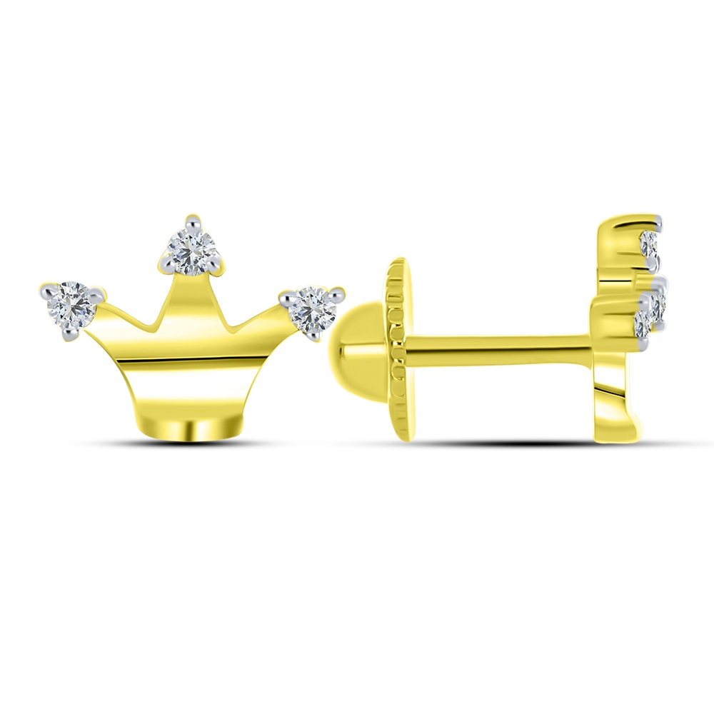 Cercei p-u copii din aur galben cu pietre Cubic Zirconia Incolor