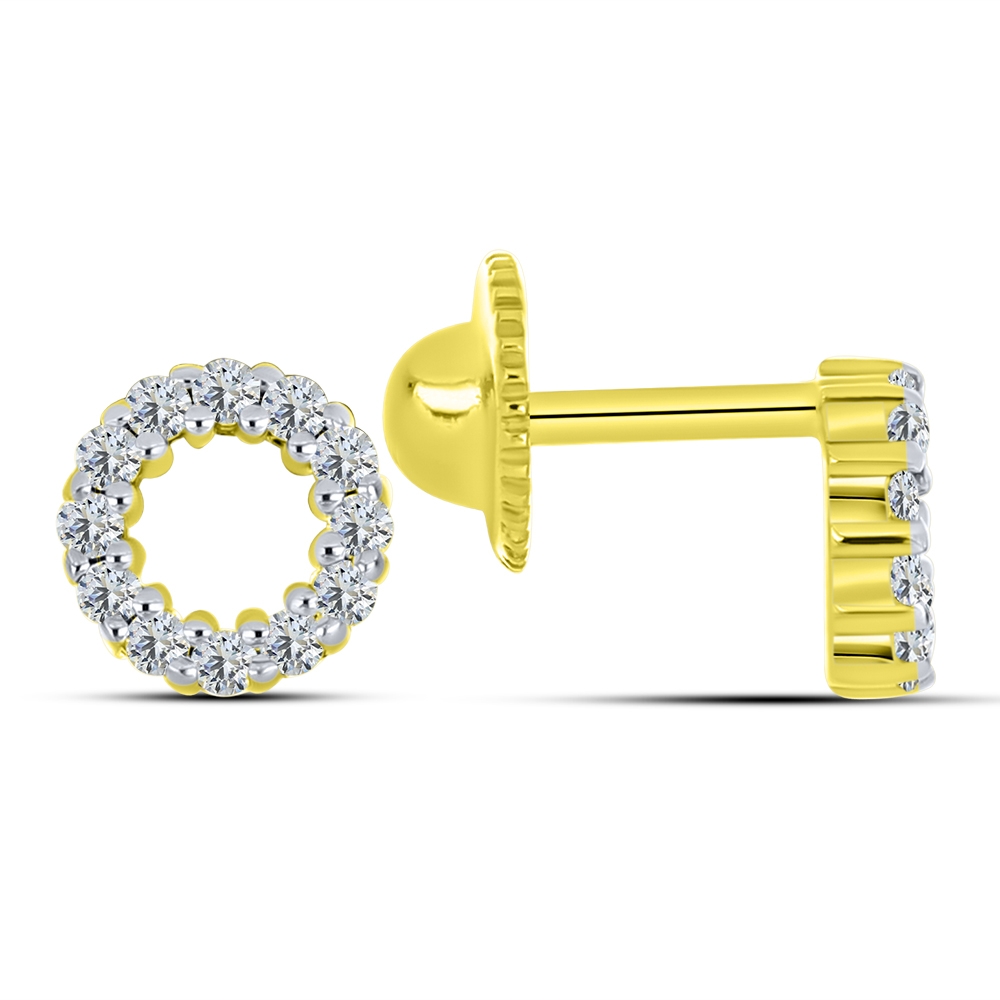 Cercei p-u copii din aur galben cu pietre Cubic Zirconia Incolor