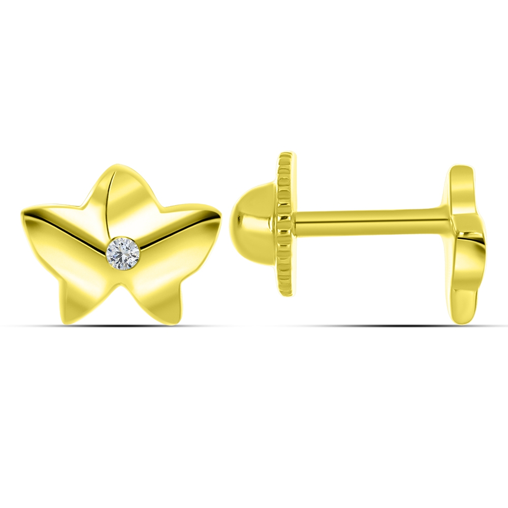 Cercei p-u copii din aur galben cu pietre Cubic Zirconia Incolor