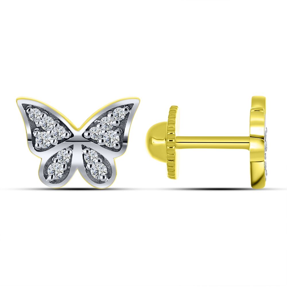 Cercei Pusete din aur galben cu pietre Cubic Zirconia Incolor
