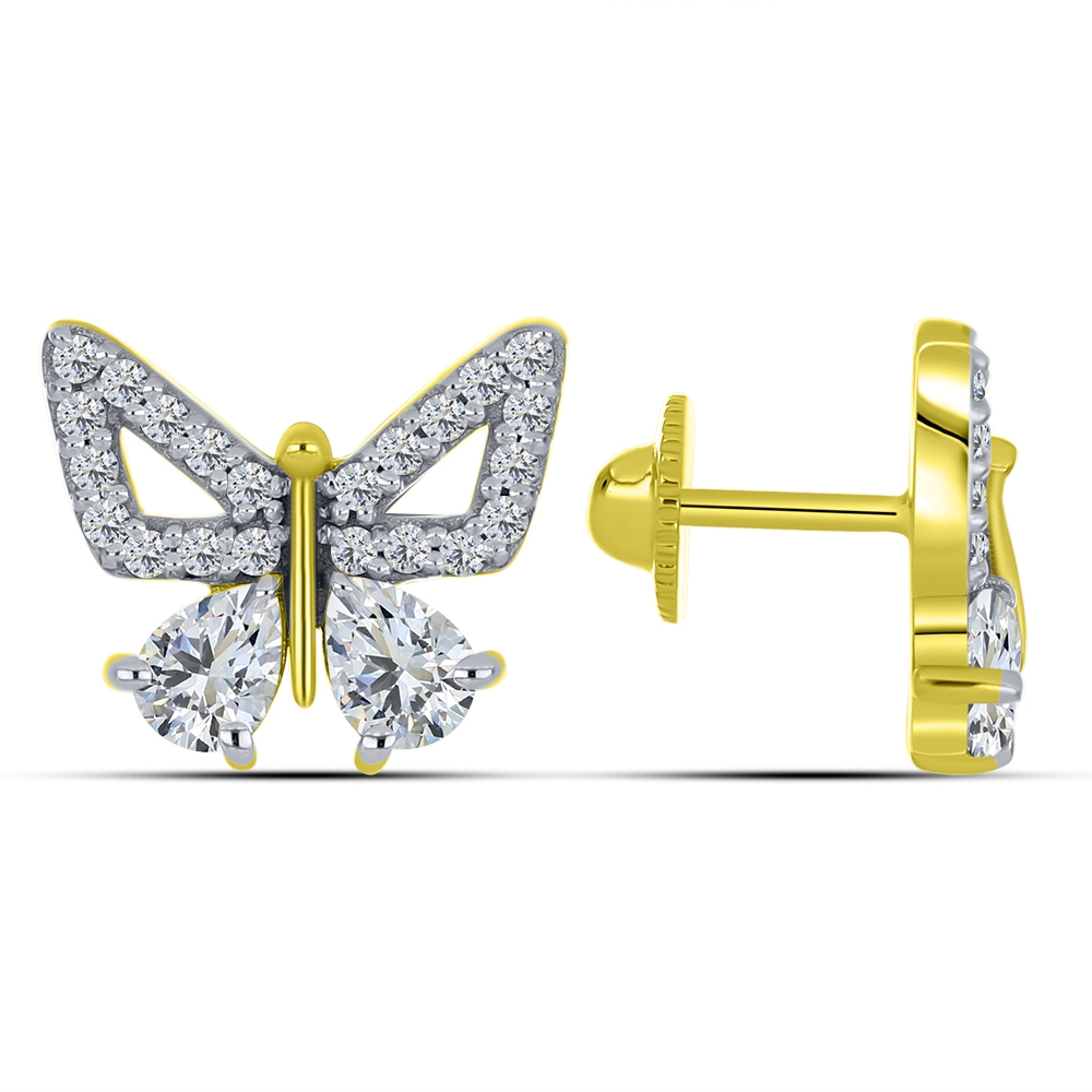 Cercei Pusete din aur galben cu pietre Cubic Zirconia Incolor