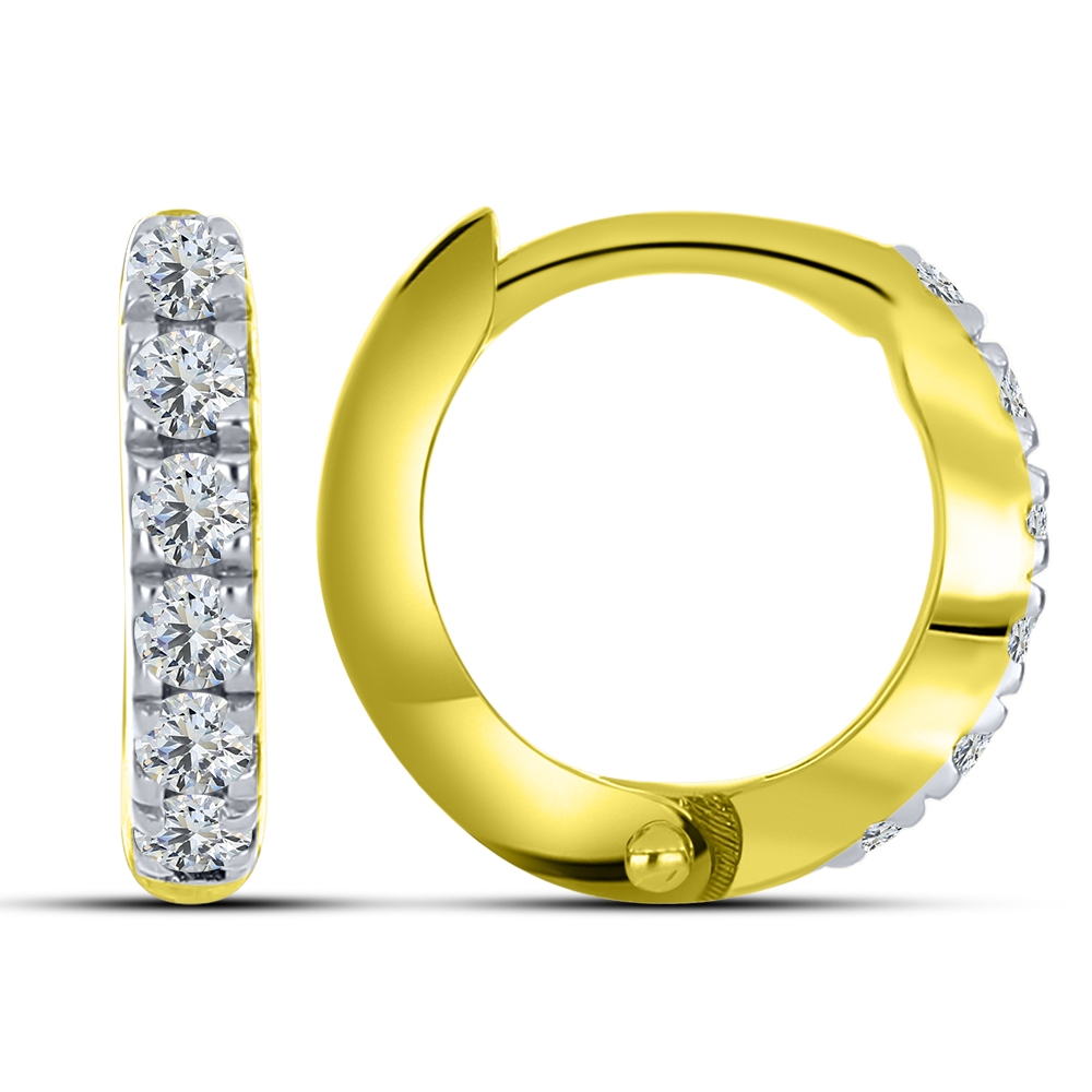 Cercei Creole din aur galben cu pietre Cubic Zirconia Incolor