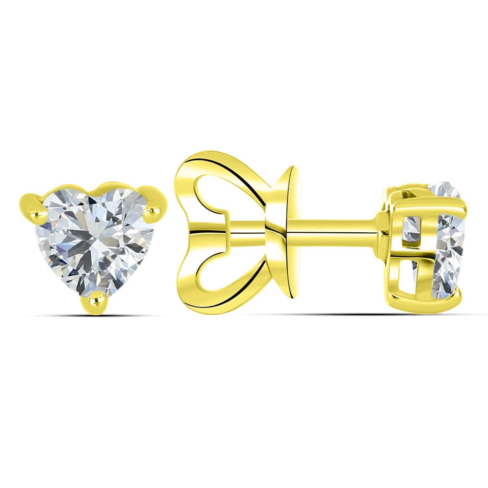 Cercei Pusete din aur galben cu pietre Cubic Zirconia Incolor