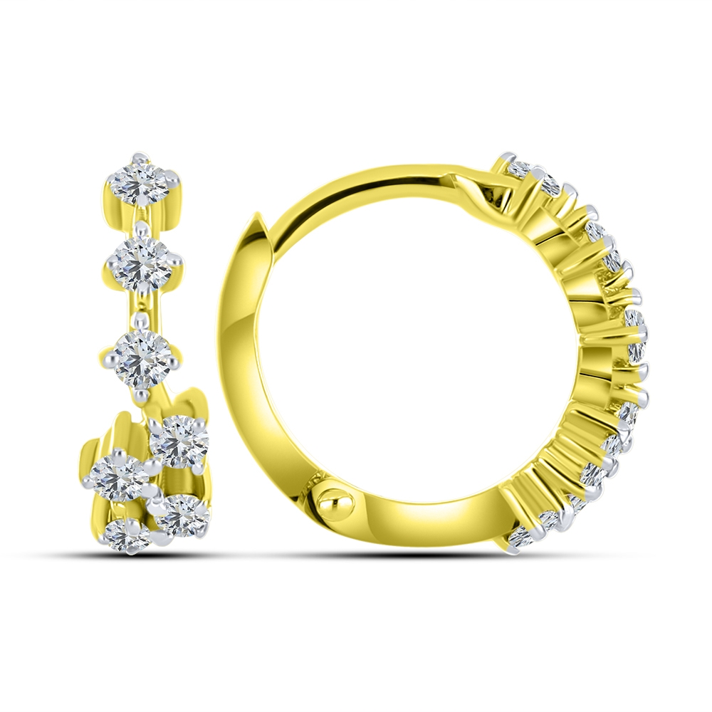 Cercei Creole din aur galben cu pietre Cubic Zirconia Incolor