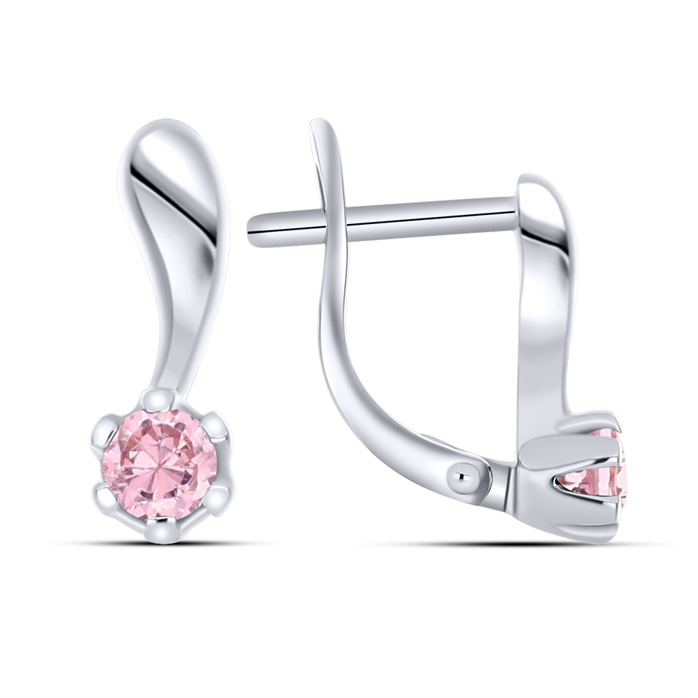 Cercei din aur alb cu pietre Cubic Zirconia Roz