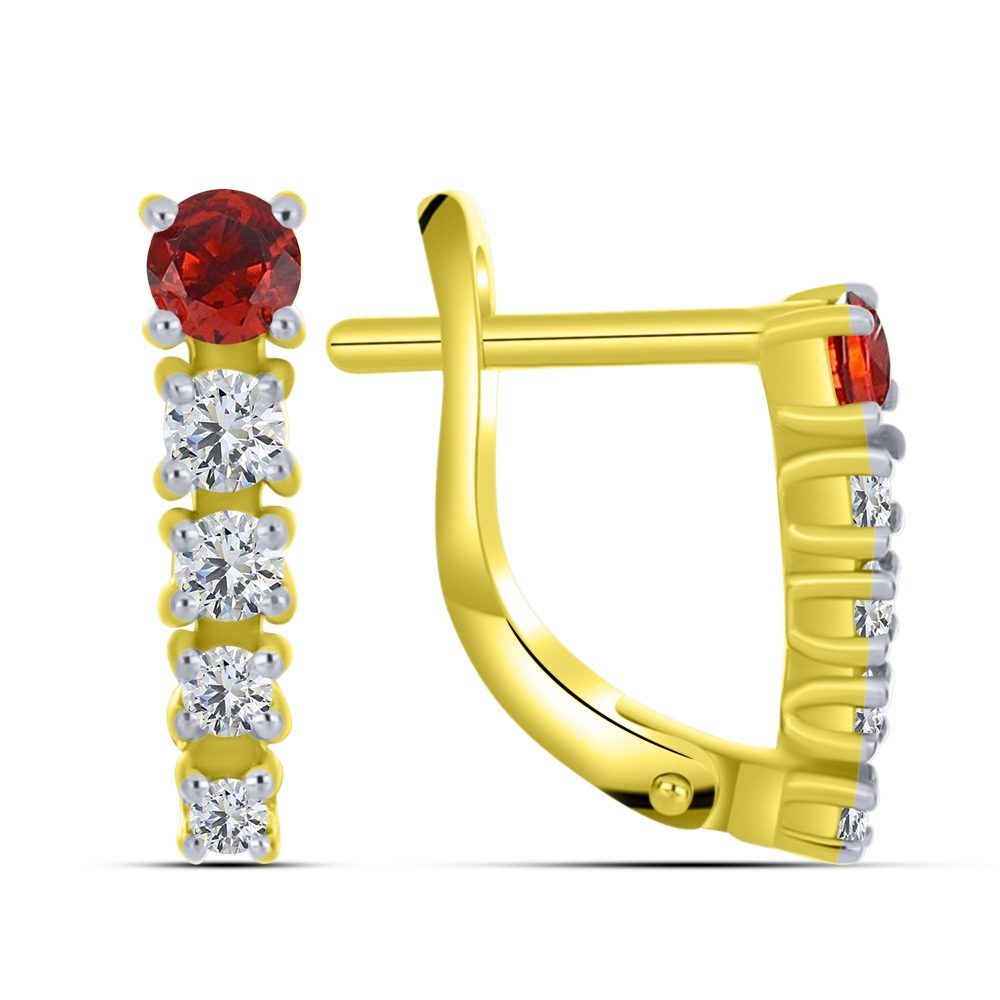 Cercei din aur galben cu pietre , Cubic Zirconia Incolor