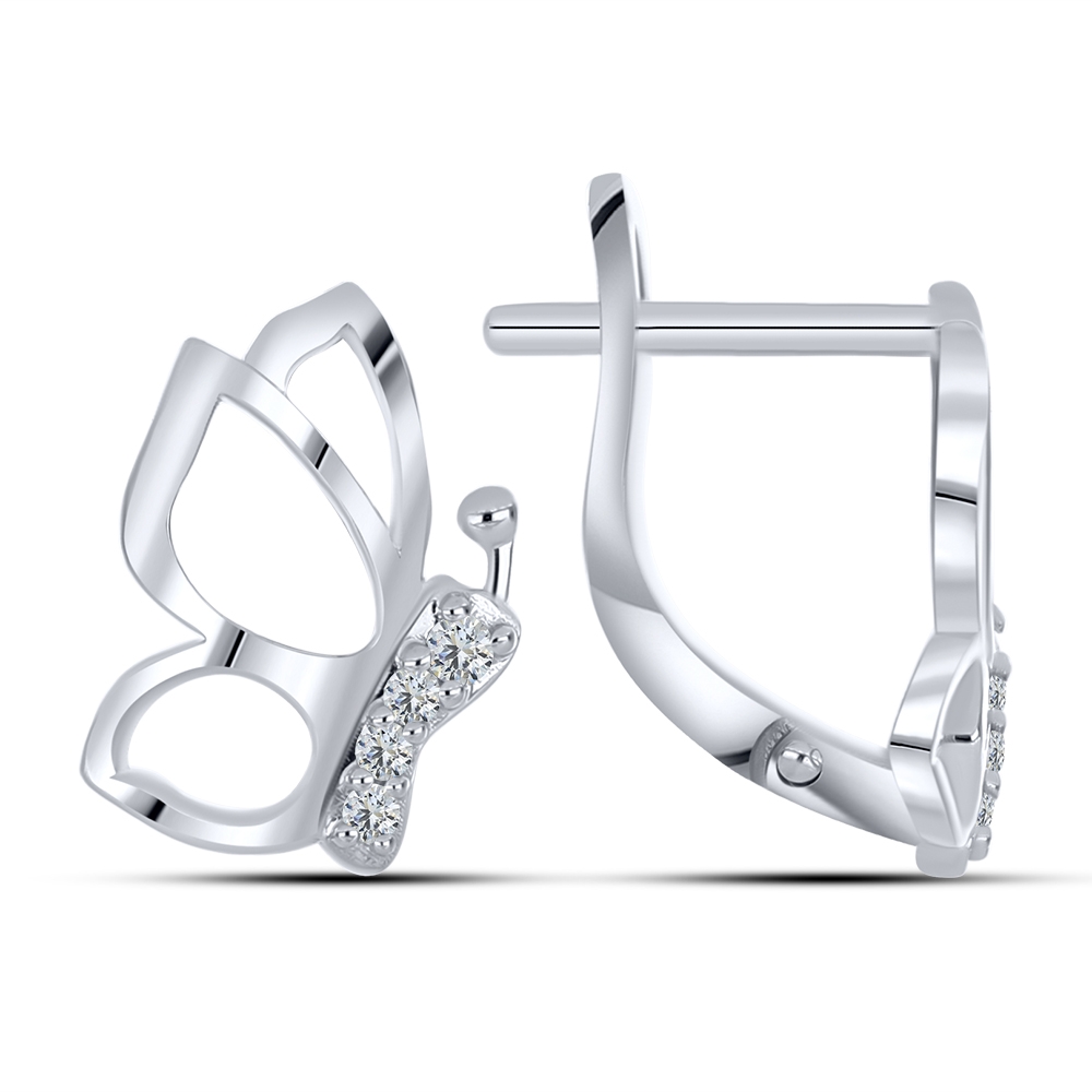 Cercei p-u copii din aur alb cu pietre Cubic Zirconia Incolor