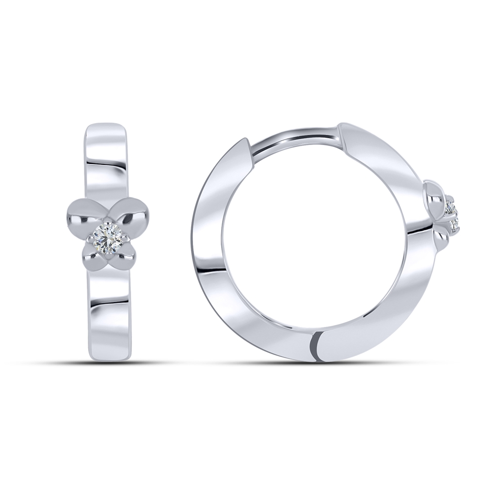 Cercei p-u copii din aur alb cu pietre Cubic Zirconia Incolor