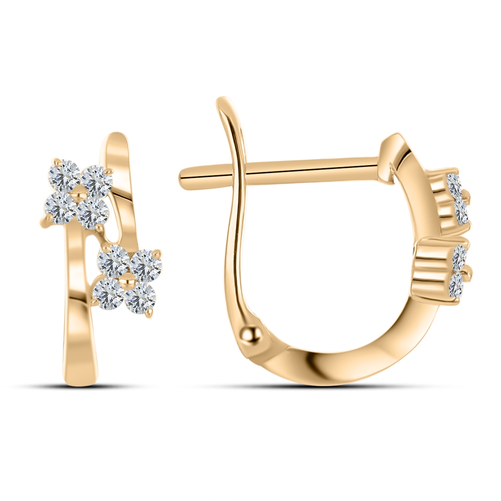 Cercei p-u copii din aur roz cu pietre Cubic Zirconia Incolor