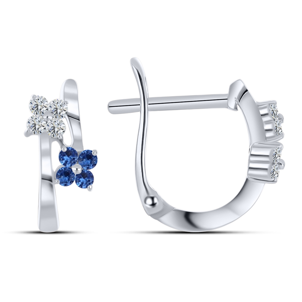 Cercei p-u copii din aur alb cu pietre Cubic Zirconia Incolor, Nanotopaz