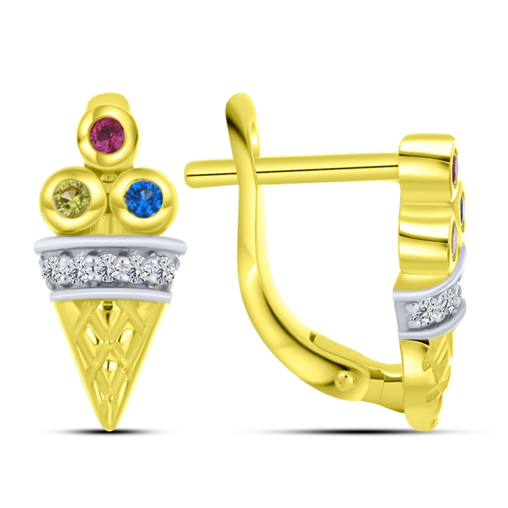 Cercei din aur galben cu pietre Cubic Zirconia Incolor,  și
