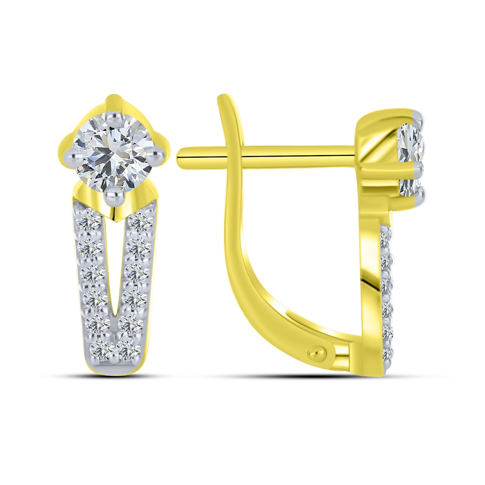 Cercei din aur galben cu pietre Cubic Zirconia Incolor