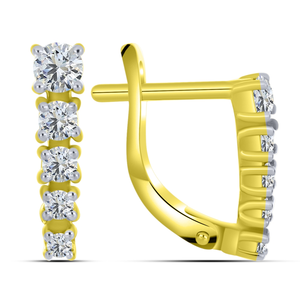 Cercei din aur galben cu pietre Cubic Zirconia Incolor