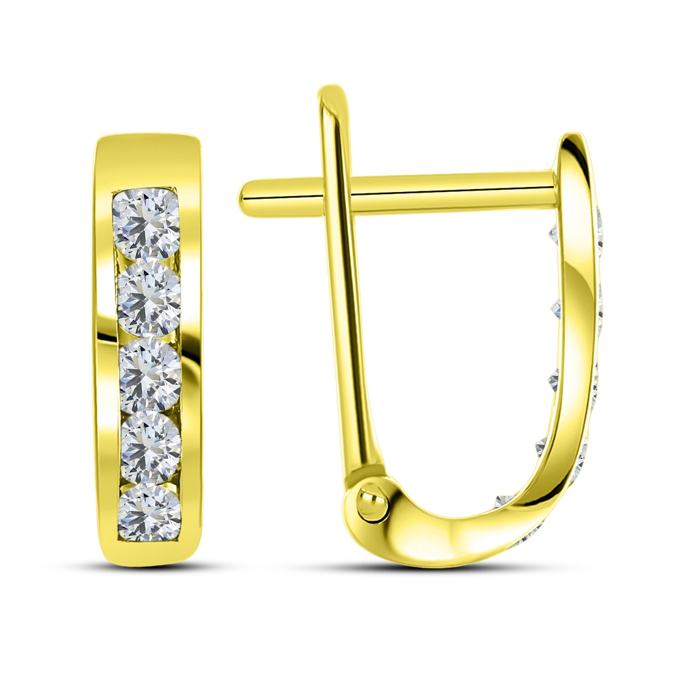 Cercei din aur galben cu pietre Cubic Zirconia Incolor