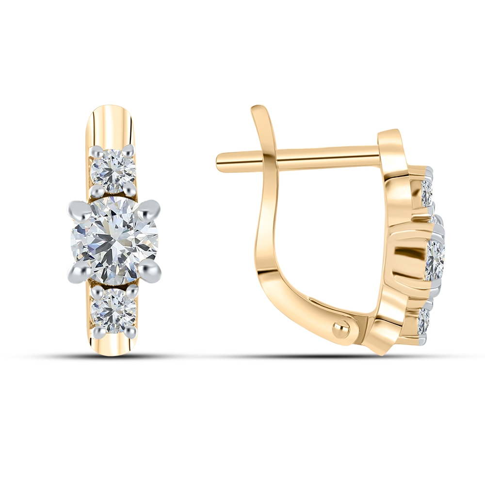 Cercei p-u copii din aur roz cu pietre Cubic Zirconia Incolor