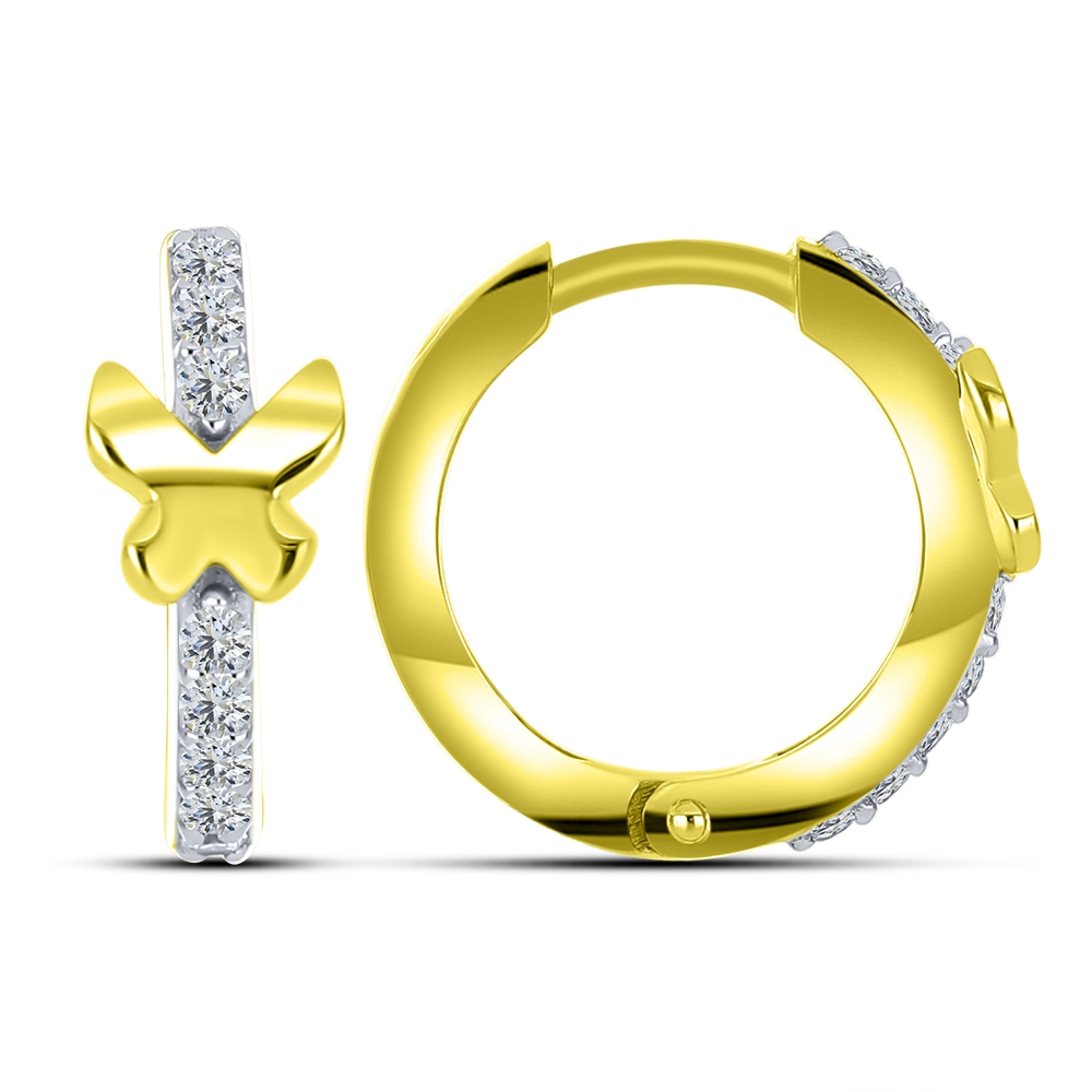 Cercei p-u copii din aur galben cu pietre Cubic Zirconia Incolor