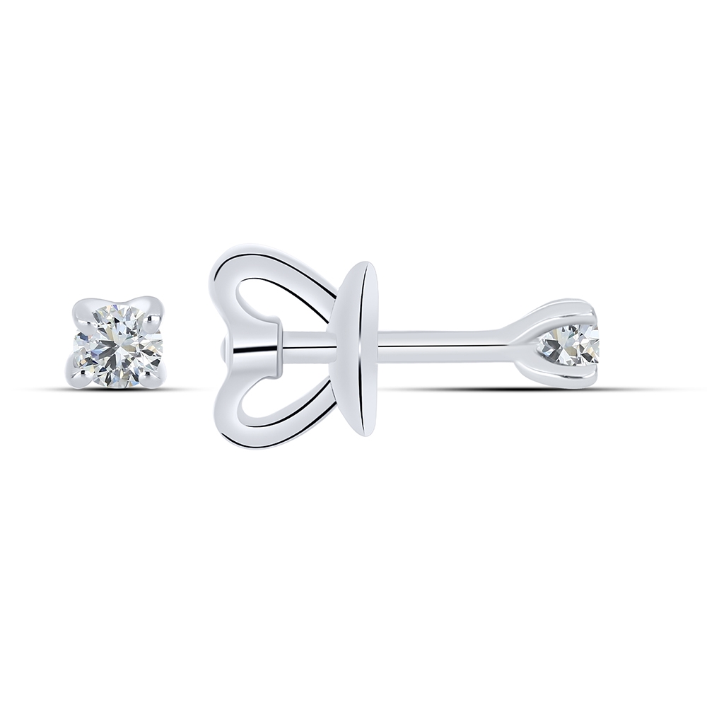 Cercei Pusete din aur alb cu pietre Cubic Zirconia Incolor