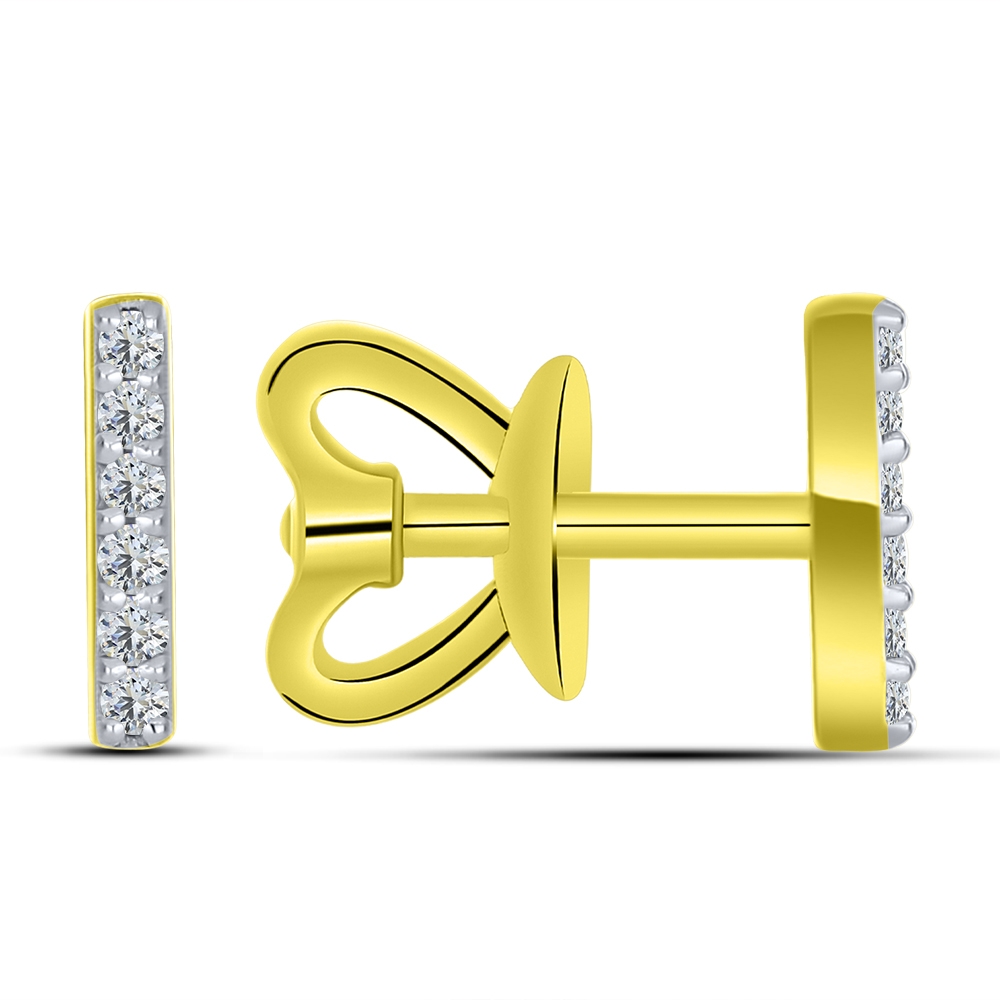 Cercei din aur galben cu pietre Cubic Zirconia Incolor