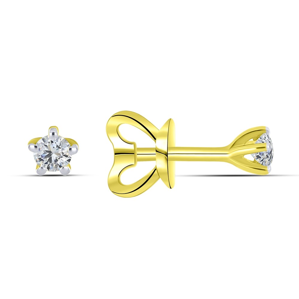 Cercei Pusete din aur galben cu pietre Cubic Zirconia Incolor