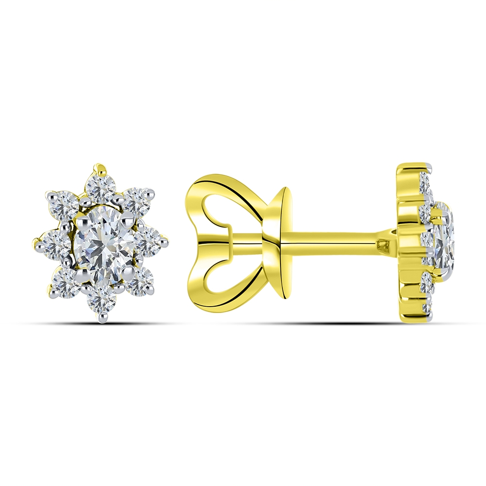 Cercei Pusete din aur galben cu pietre Cubic Zirconia Incolor