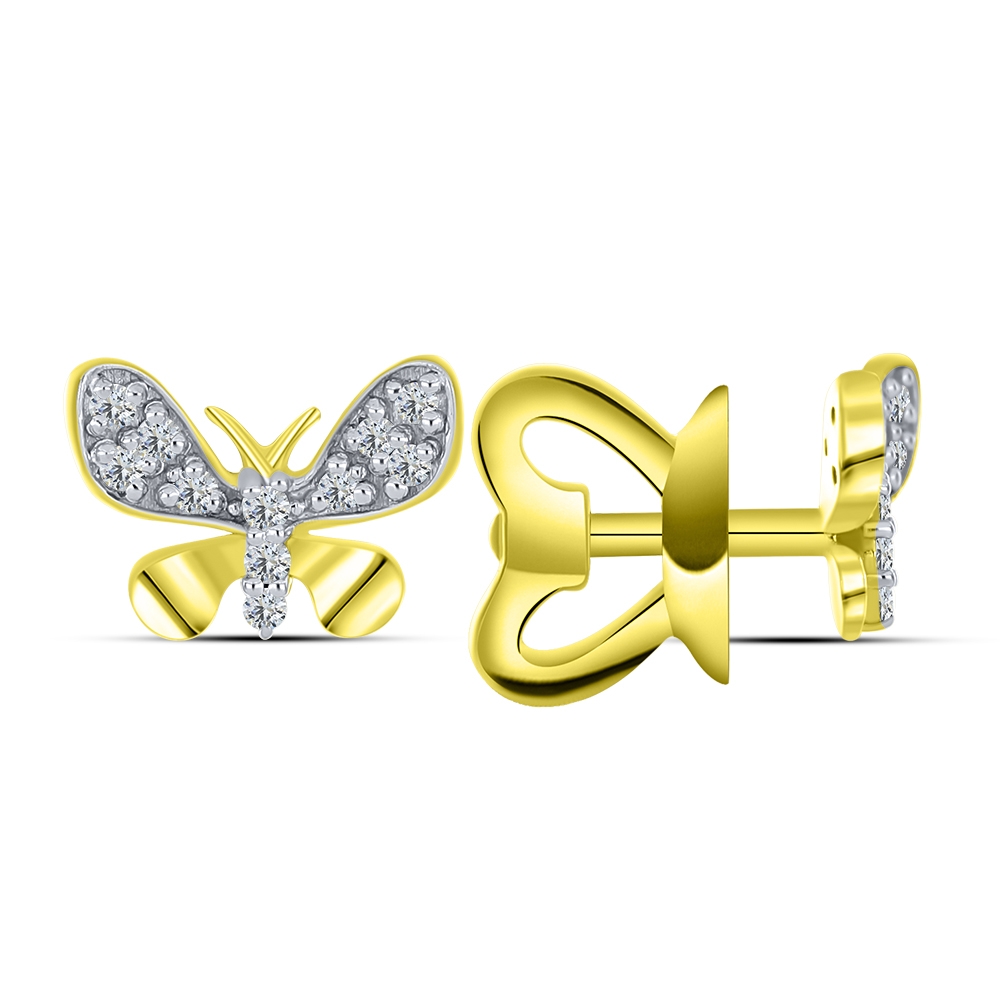 Cercei Pusete din aur galben cu pietre Cubic Zirconia Incolor