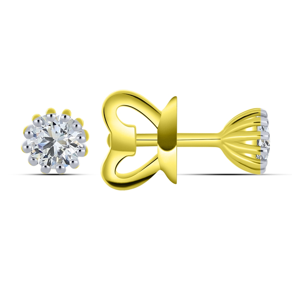 Cercei Pusete din aur galben cu pietre Cubic Zirconia Incolor