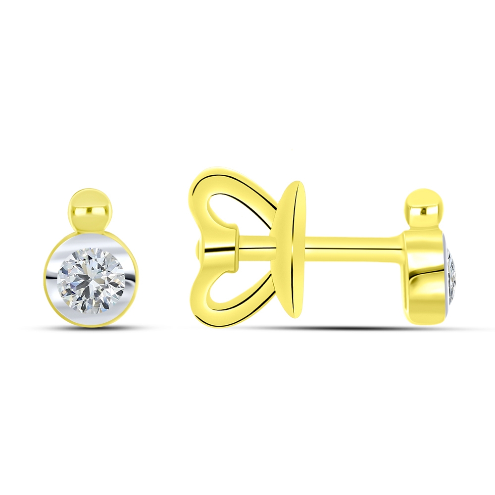 Cercei Pusete din aur galben cu pietre Cubic Zirconia Incolor