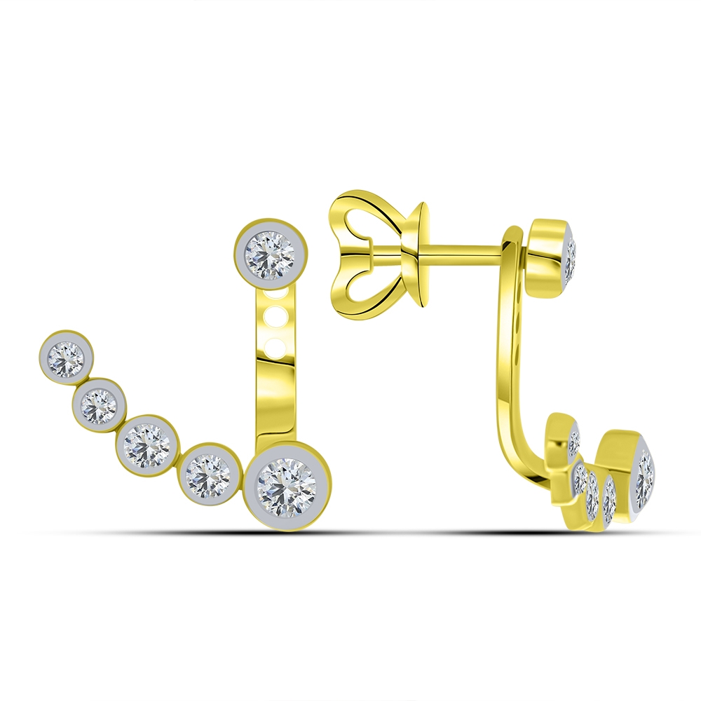 Cercei Pusete din aur galben cu pietre Cubic Zirconia Incolor