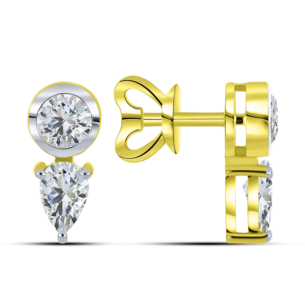 Cercei din aur galben cu pietre Cubic Zirconia Incolor