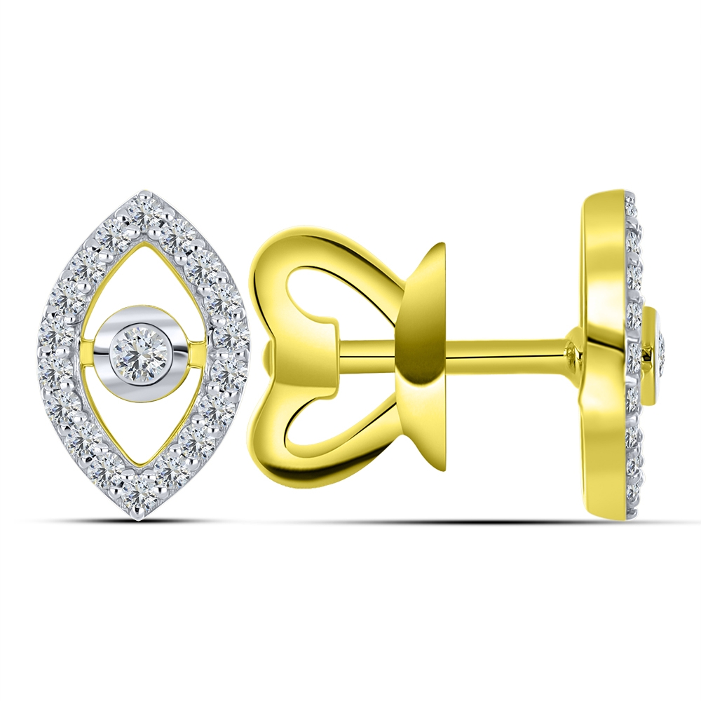 Cercei Pusete din aur galben cu pietre Cubic Zirconia Incolor