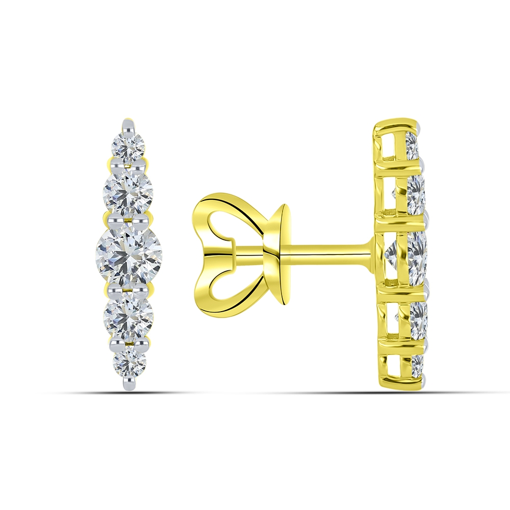 Cercei Pusete din aur galben cu pietre Cubic Zirconia Incolor