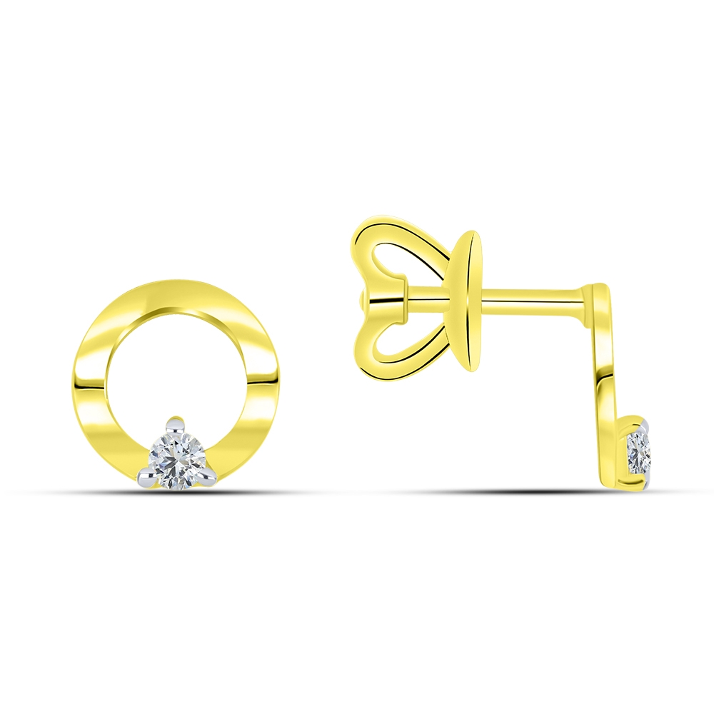 Cercei Pusete din aur galben cu pietre Cubic Zirconia Incolor