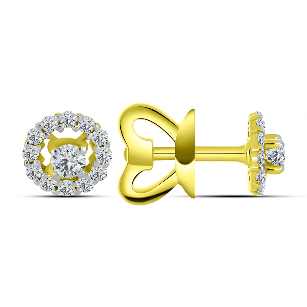 Cercei Pusete din aur galben cu pietre Cubic Zirconia Incolor