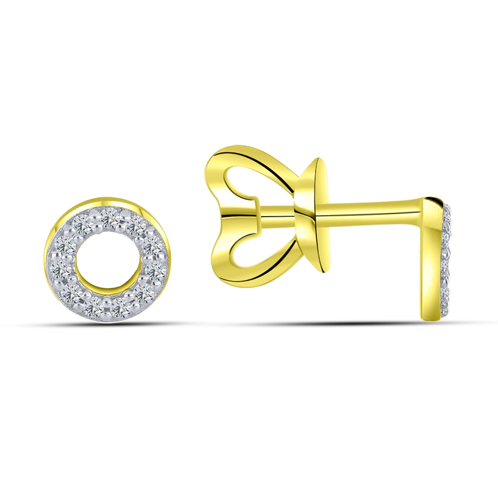 Cercei Pusete din aur galben cu pietre Cubic Zirconia Incolor