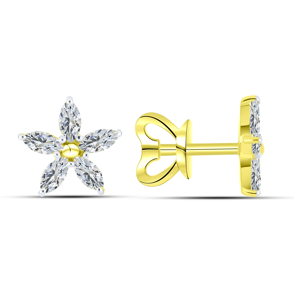 Cercei Pusete din aur galben cu pietre Cubic Zirconia Incolor