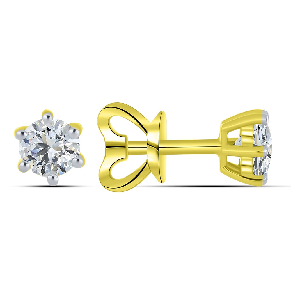 Cercei Pusete din aur galben cu pietre Cubic Zirconia Incolor