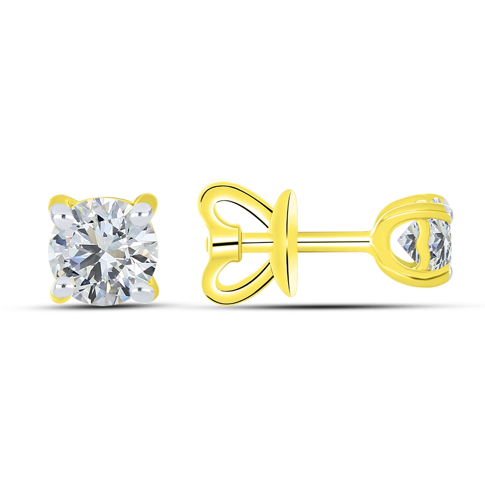 Cercei Pusete din aur galben cu pietre Cubic Zirconia Incolor