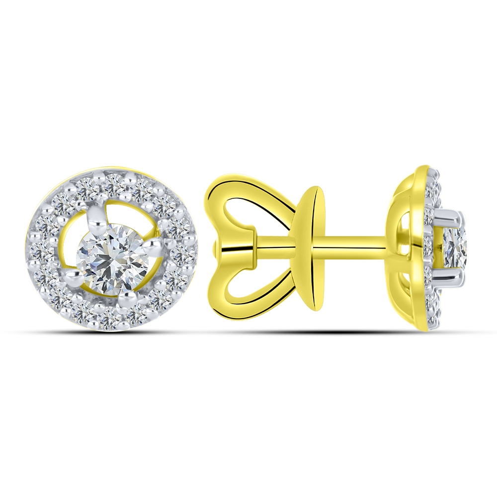 Cercei Pusete din aur galben cu pietre Cubic Zirconia Incolor