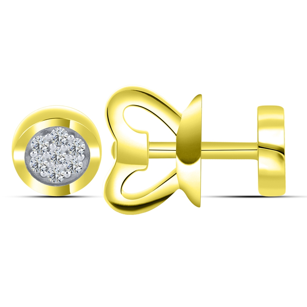 Cercei Pusete din aur galben cu pietre Cubic Zirconia Incolor
