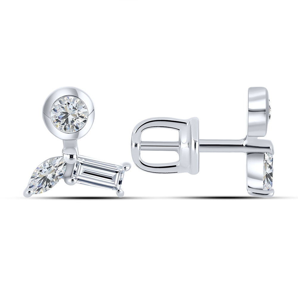 Cercei din aur alb cu pietre Cubic Zirconia Incolor