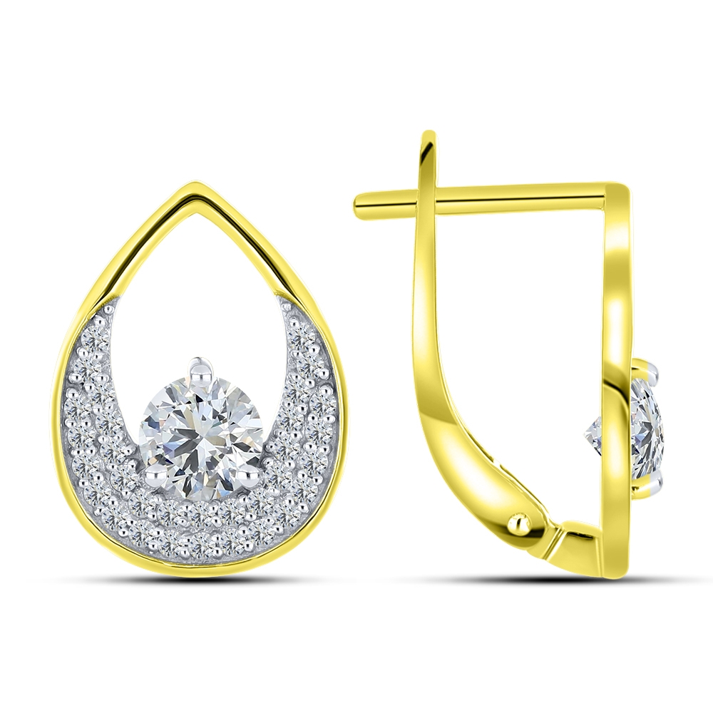 Cercei din aur galben cu pietre Cubic Zirconia Incolor