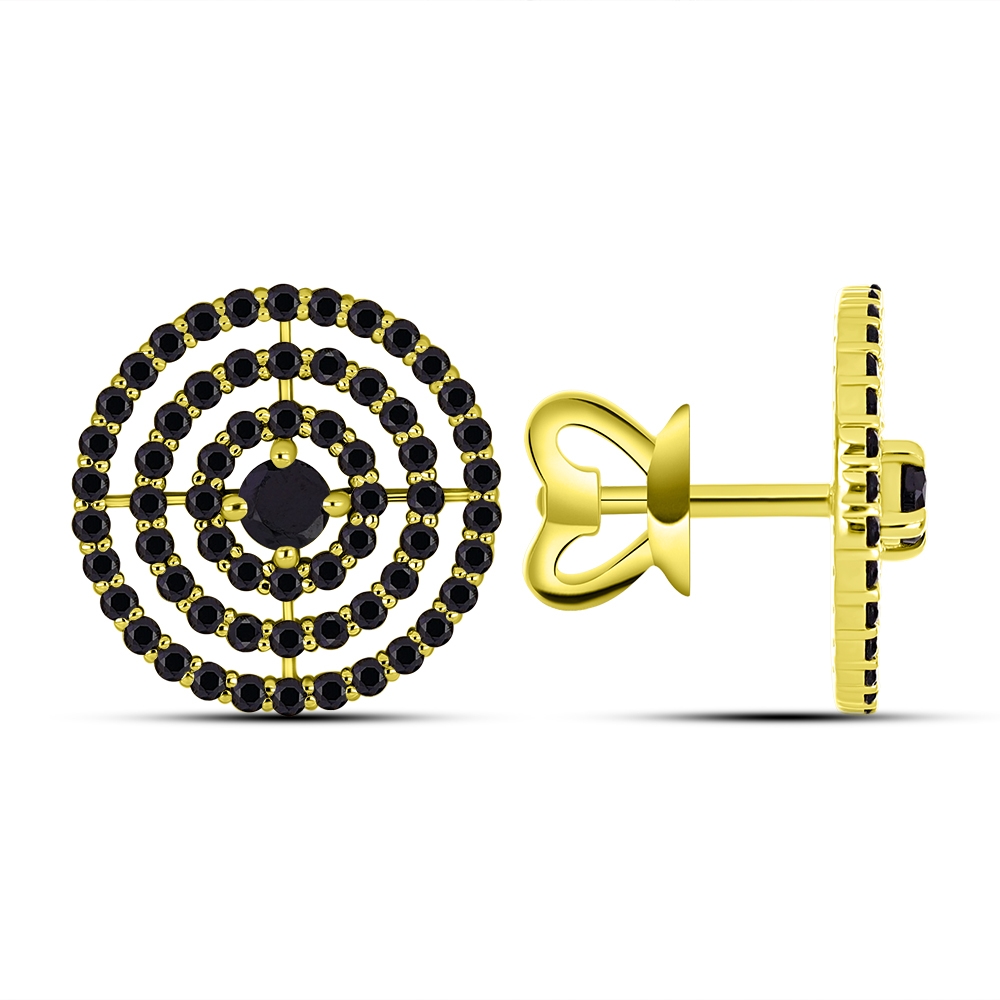 Cercei din aur galben cu pietre Cubic Zirconia Incolor, Safir Portocaliu