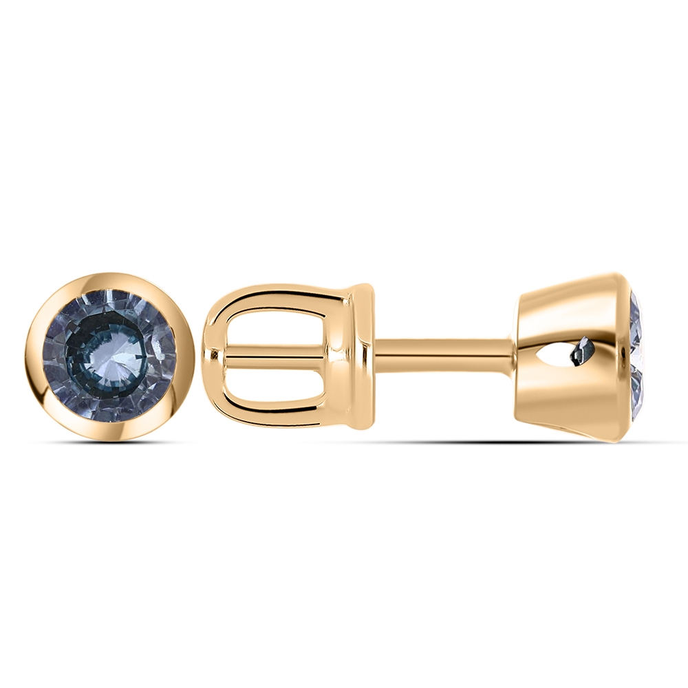 Cercei din aur roz cu pietre Cubic Zirconia Albastru