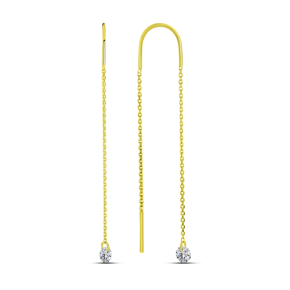 Cercei din aur galben cu pietre Cubic Zirconia Incolor