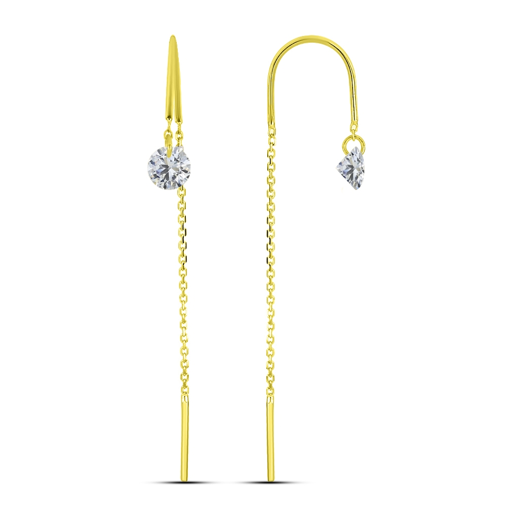 Cercei din aur galben cu pietre Cubic Zirconia Incolor