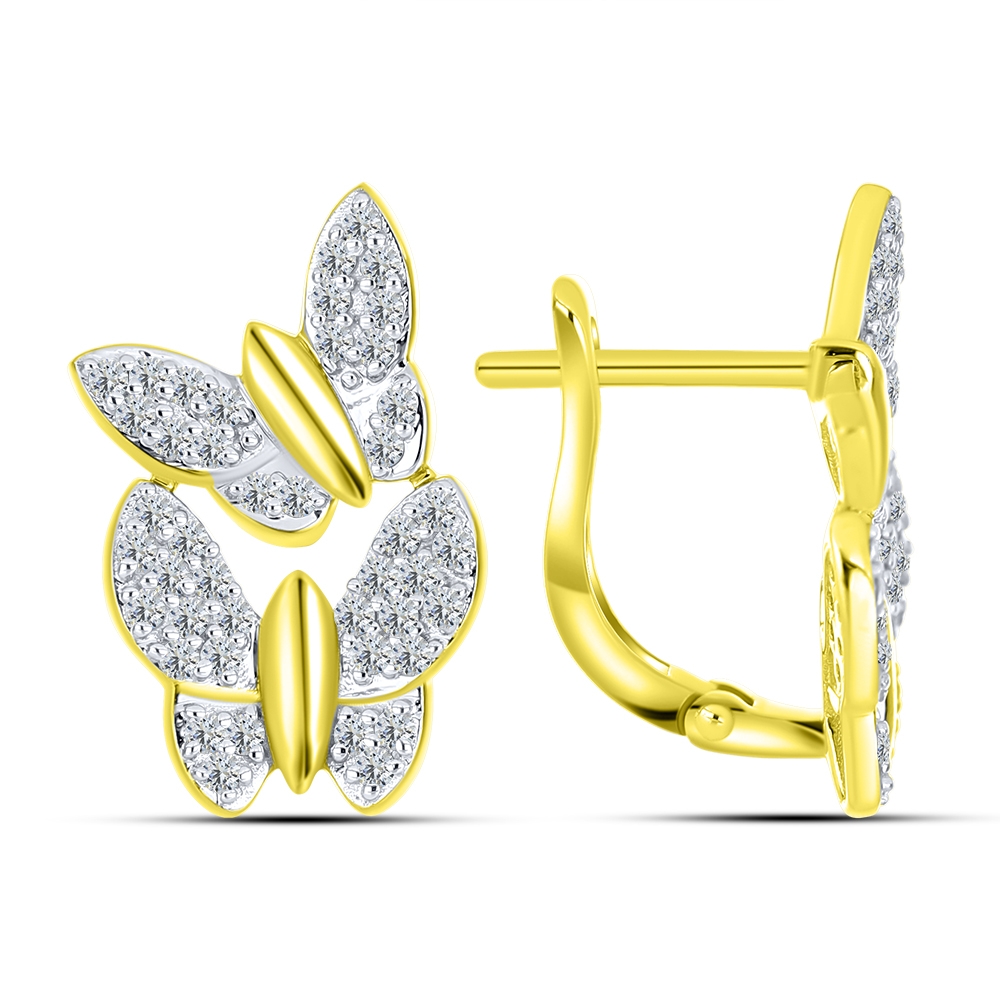 Cercei din aur galben cu pietre Cubic Zirconia Incolor